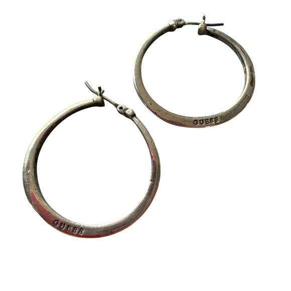 Guess Silver Tone Hoop Earrings - Picture 1 of 5